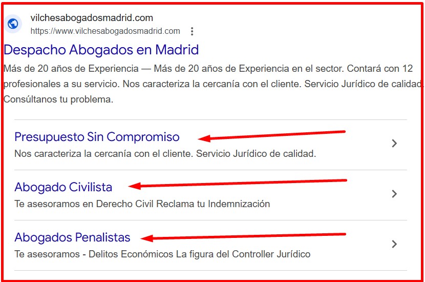 Extensión de enlaces internos